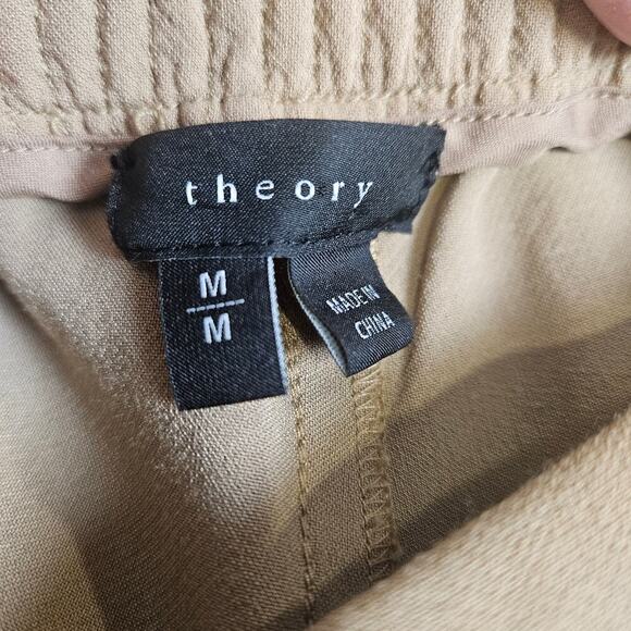 theory Medium Tan Women's Jogger Cuffed Drawstring Stretch - Picture 5 of 7